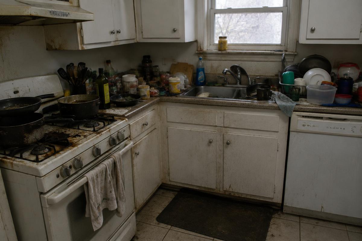Kitchen before cleaning